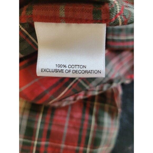 Cremeieux Classics Red & Green Plaid Long Sleeve Button-Down Shirt LT - Picture 5 of 6